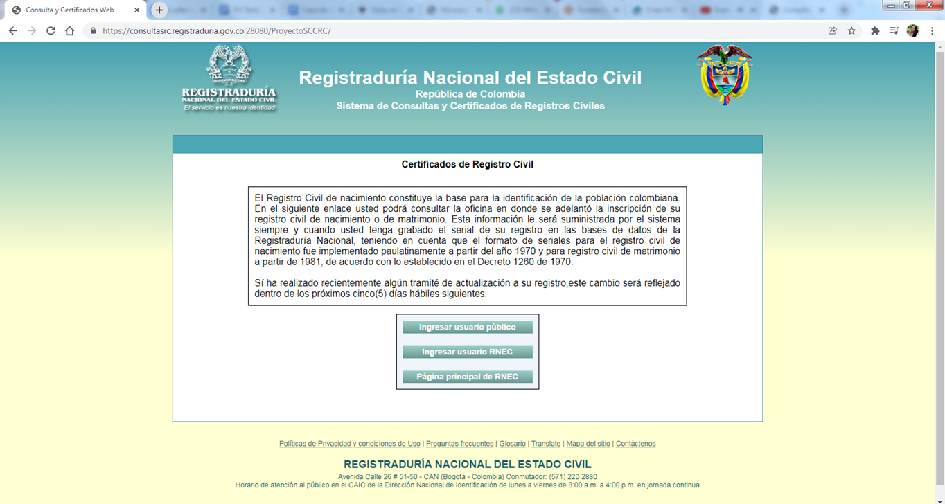 Sistema de Consultas y Certificados de Registros Civiles