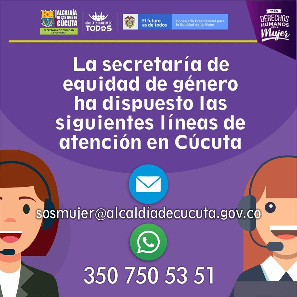 en la secretaría de equidad y género de Norte de Santander también ofrecen ayuda 