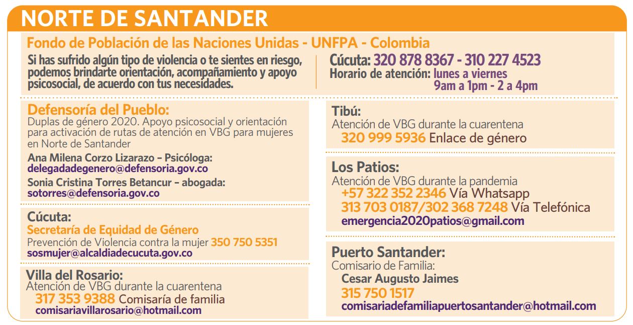 Contactos en Norte de Santander