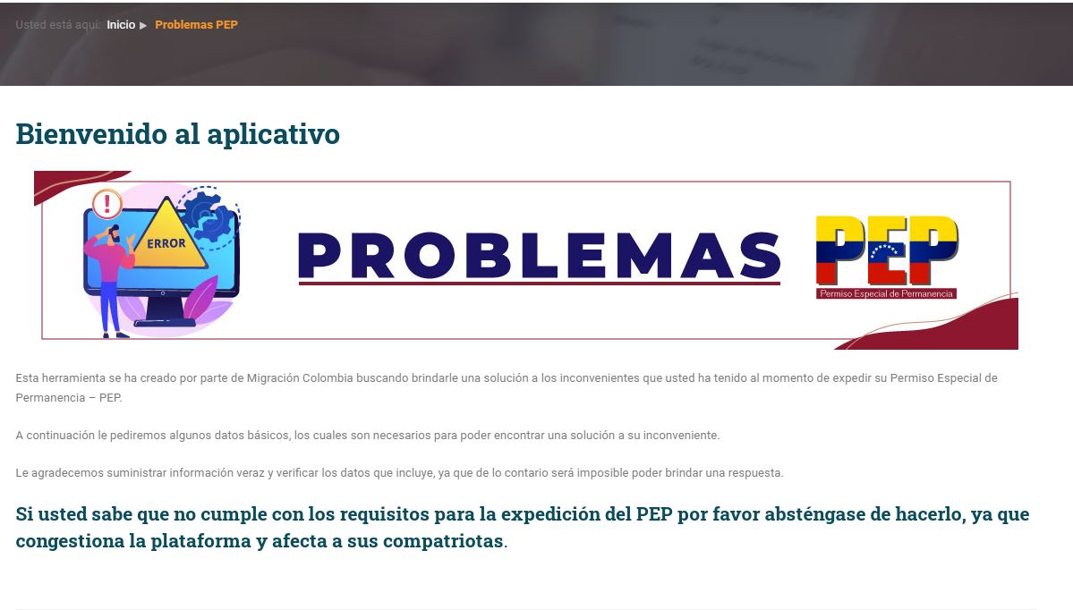 Este aplicativo ya está disponible en la página web de Migración Colombia
