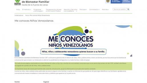 Crean mini sitio web para ubicar a padres de niños venezolanos solos en Colombia