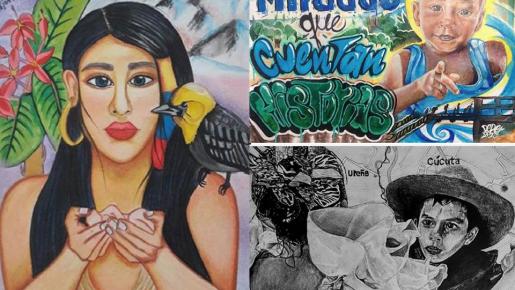 Jóvenes pintan grafitis inspirados en la hermandad fronteriza